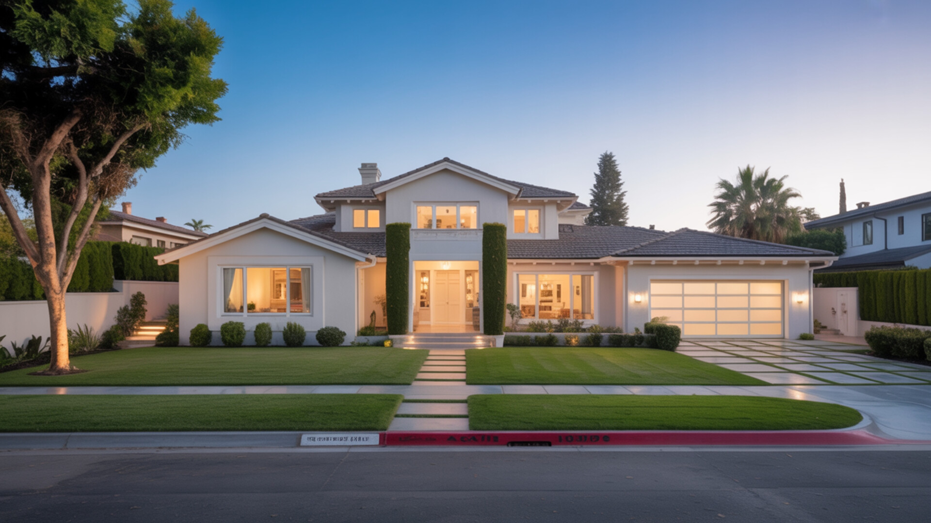 Beautiful modern Los Angeles home at golden hour